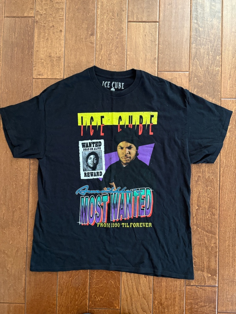 Vintage Ice Cube Black Tee with Multicolor 'Most Wanted' Graphic